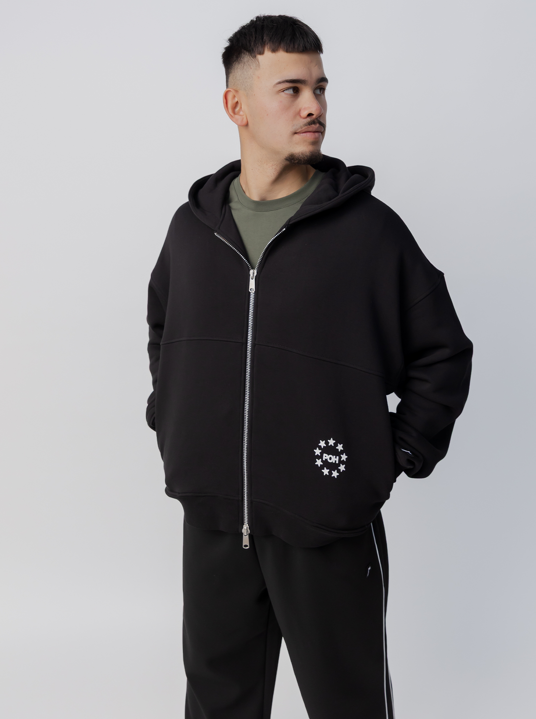 Star Heavyweight Zip Up in Court Black