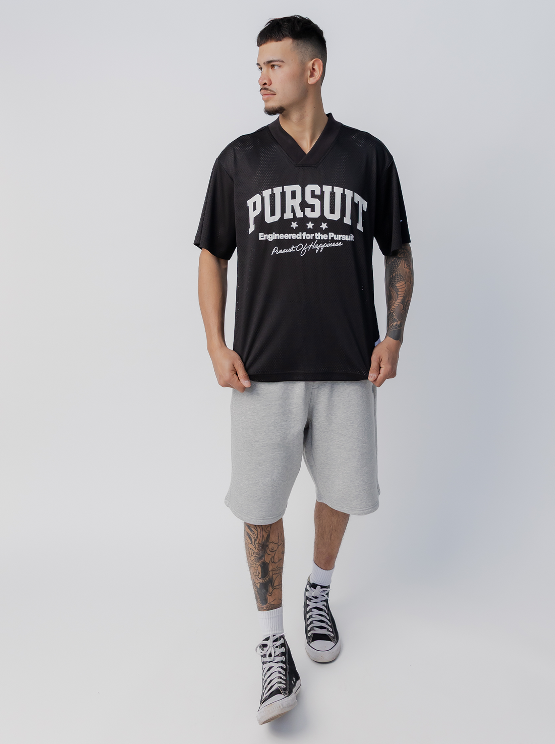 Studio Mesh Jersey in Court Black