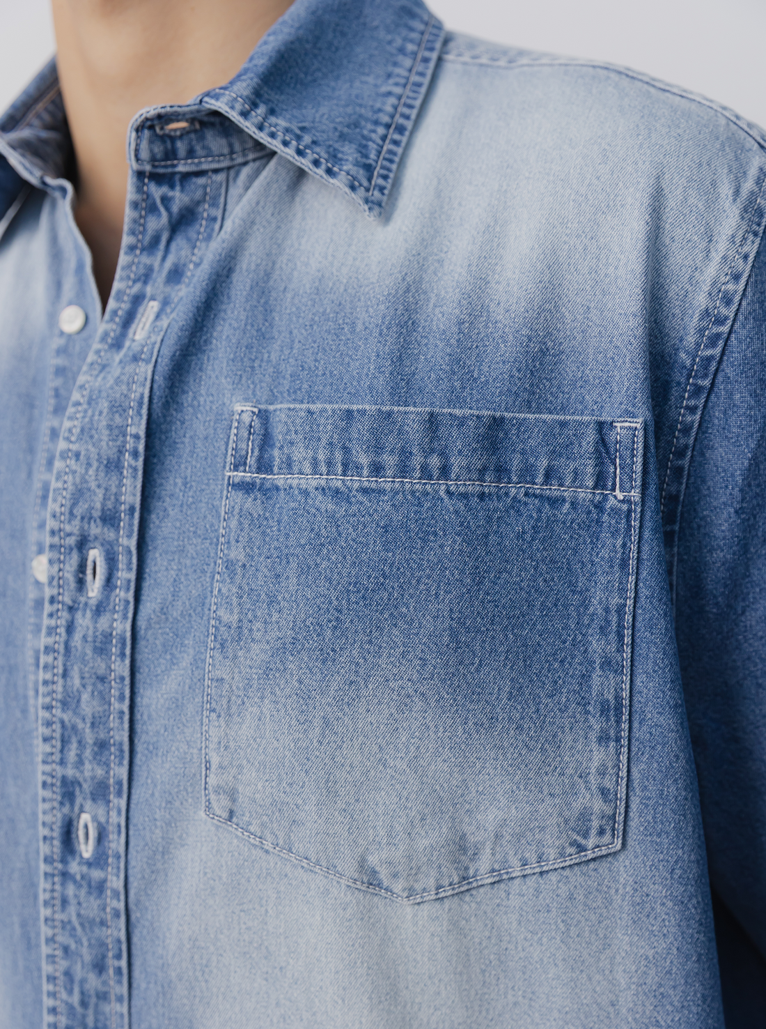 Drift Denim Shirt in Light Wash Denim