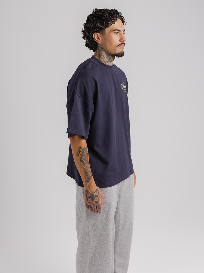 Script Boxy Tee in Midnight