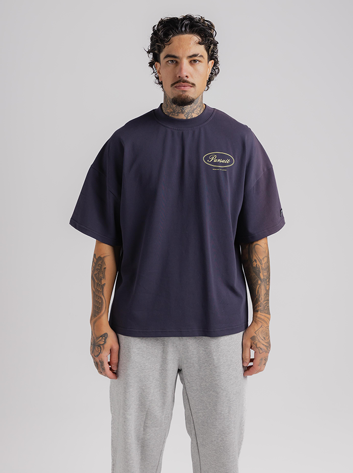 Script Boxy Tee in Midnight