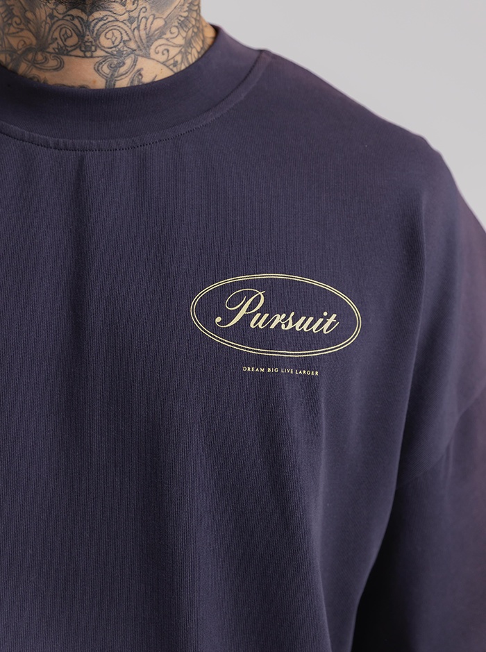 Script Boxy Tee in Midnight